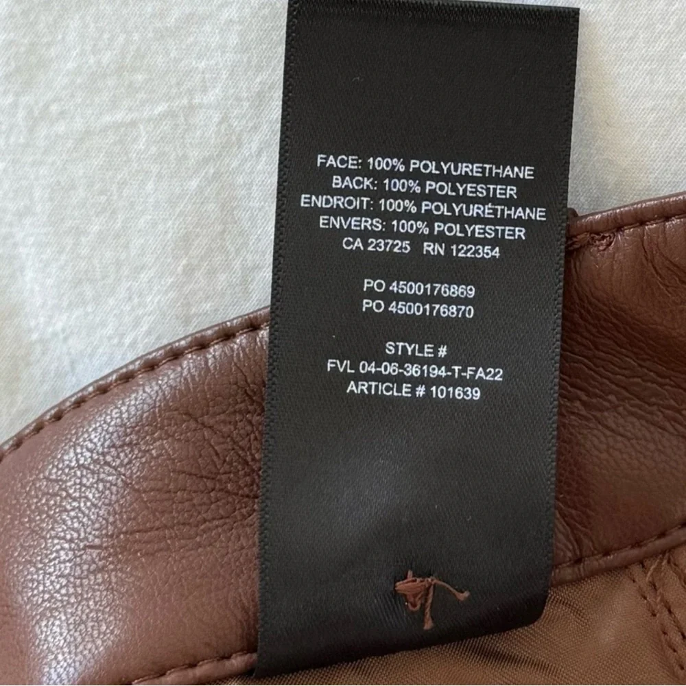 Aritzia Wilfred Rebel Vegan Leather Pants Brown Straight Leg Size 00 - Picture 11 of 13